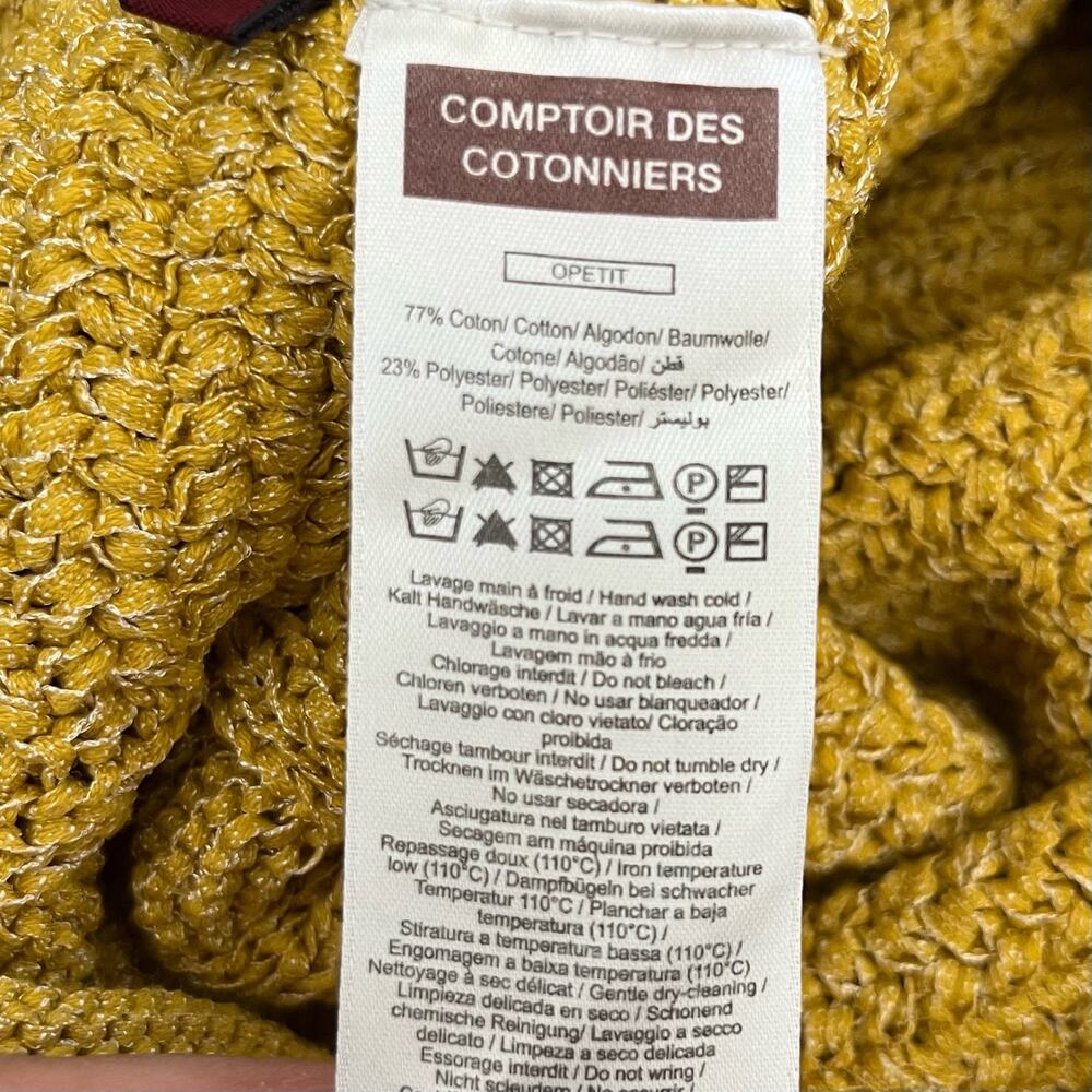 Comptoir Des Cotonniers Mustard Yellow Metallic Silver Cable Knit Sweater Small - Picture 10 of 12
